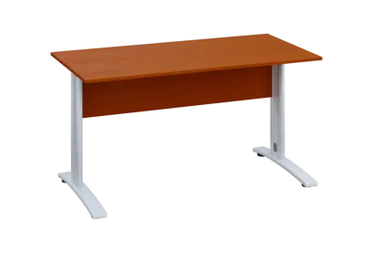 EPK 27 - 14 stůl kancelářský, kovová podnož bílá, deska 25 mm, široký 1400 mm, třešeň šumavská